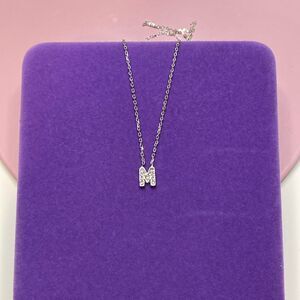 💛 Classic Silver Tone Crystal “M” Necklace